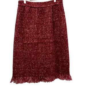 Anik Vintage Wrap Skirt, Chunky Wool Blend, Snap Closure, Red, M